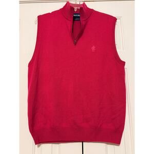 Ralph Lauren Polo Golf 1/4 Zip Sweater Wool Vest, Hot Pink, AAC, Size L